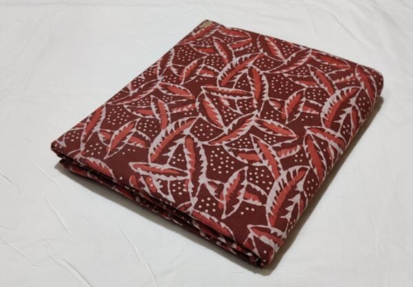 Cotton Hand Block Printed Running Fabric – Rust Red