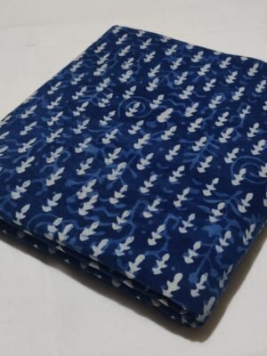 Cotton Hand Block Printed Running Fabric – Indigo Micro Floral