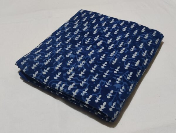 Cotton Hand Block Printed Running Fabric – Indigo Micro Floral