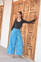 Trendy Free Size Palazzo – Ethnic Printed Casual Wear (Sky Blue)