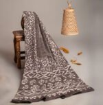 Hand Block Printed Cotton Mulmul Dupatta – Earthy Brown