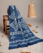 Hand Block Printed Cotton Mulmul Dupatta – Indigo Blue
