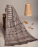 Hand Block Printed Cotton Mulmul Dupatta – Earthy Brown