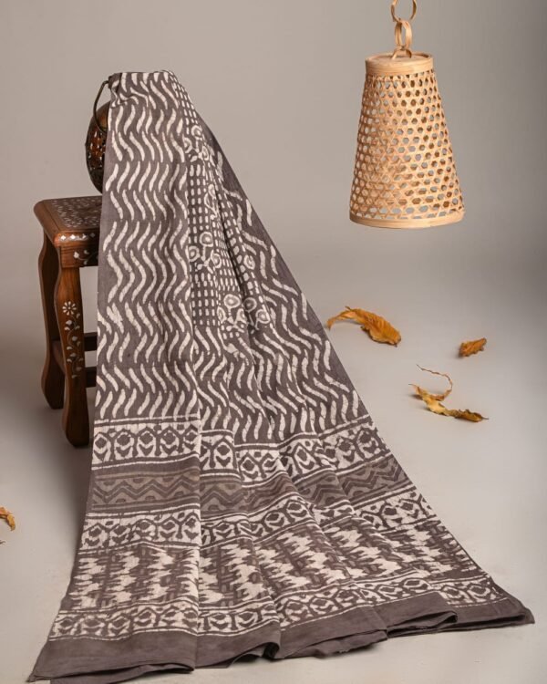 Hand Block Printed Cotton Mulmul Dupatta – Rustic Waves