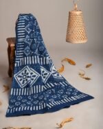 Hand Block Printed Cotton Mulmul Dupatta – Indigo Heritage