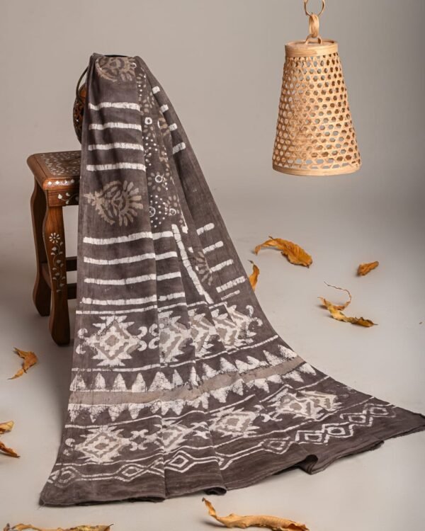 Hand Block Printed Cotton Mulmul Dupatta – Tribal Essence
