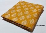 Hand Block Printed Cotton Fabric – Mustard Floral Buti