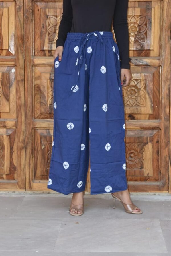 Stylish Free Size Palazzo – Ethnic Printed Casual Wear (Royal Blue)