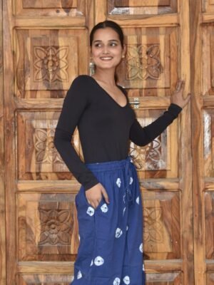 Stylish Free Size Palazzo – Ethnic Printed Casual Wear (Royal Blue)