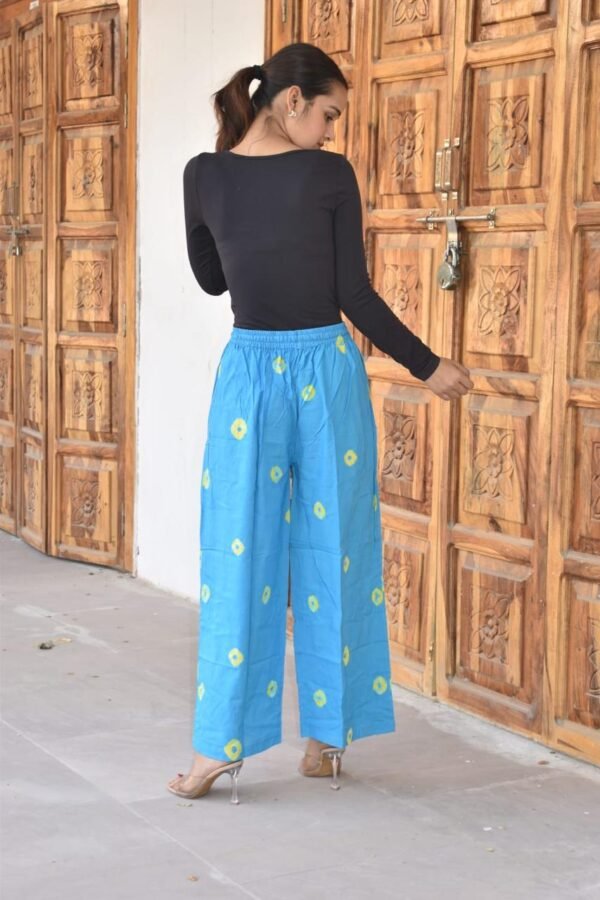Trendy Free Size Palazzo – Ethnic Printed Casual Wear (Sky Blue)