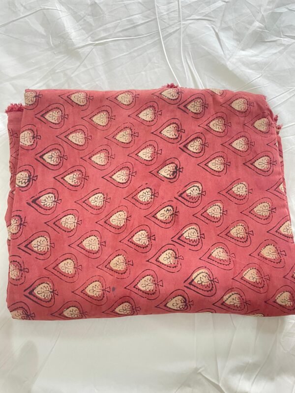 Premium Modal Silk Fabric – Hand Block Printed Paisley Design (Rust Pink)