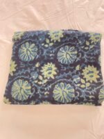 Premium Modal Silk Fabric – Hand Block Printed Floral Vine Design (Indigo Blue Base)