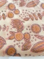 Premium Modal Silk Fabric – Hand Block Printed Abstract Floral Design (Peach Beige Base)
