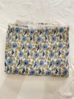 Premium Modal Silk Fabric – Hand Block Printed Floral & Leaf Design (Off White Base)