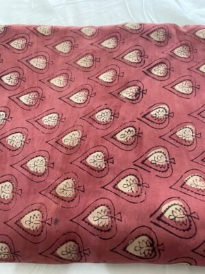Premium Modal Silk Fabric – Hand Block Printed Paisley Design (Rust Pink)