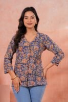 Women’s Floral Printed Shirt – Blue