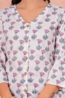 Women’s Printed Shirt – Soft Floral Design (Grey)