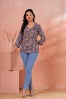 Women’s Floral Printed Shirt – Blue