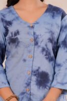 Women’s Tie-Dye Printed Shirt – Contemporary Casual Style (Blue)