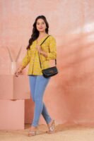 Women’s Printed Shirt – Classic Ethnic Motif (Mustard Yellow)