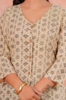 Women’s Printed Shirt – Minimal Ethnic Design (Beige)