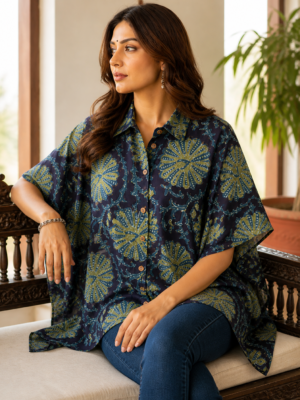 Premium Muslin Modal Silk Printed Kaftan Shirt