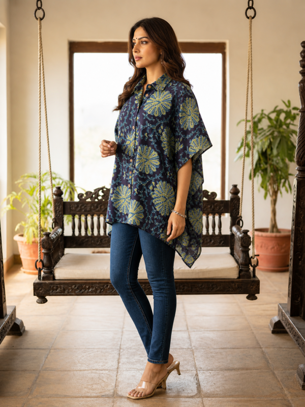 Premium Muslin Modal Silk Printed Kaftan Shirt